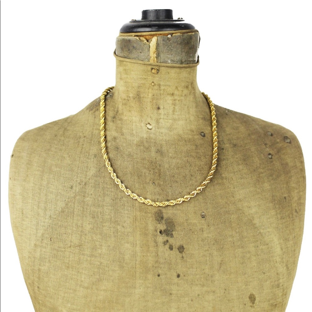 Minimalist, Vintage, Chunky, Gold Rope Necklace